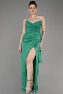 Green Strapless Slit Long Chiffon Evening Dress ABU3947