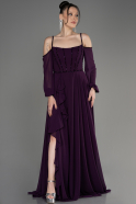 Purple Long Chiffon Slit Evening Dress ABU3914