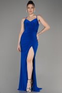 Sax Blue Slit Long Evening Dress ABU3949