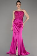 Fuchsia Long Satin Prom Gown ABU3883