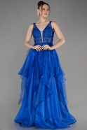 Sax Blue Long Evening Dress ABU3952