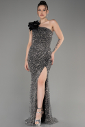 Black One Shoulder Scaly Evening Gown ABU3956