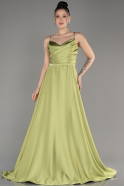 Pistachio Green Long Satin Evening Dress ABU1601