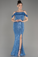 Indigo Slit Long Scaly Mermaid Prom Dress ABU3967