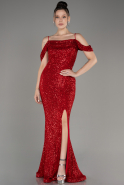 Red Slit Long Scaly Mermaid Prom Dress ABU3967