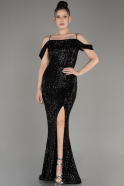Black Slit Long Scaly Mermaid Prom Dress ABU3967