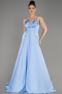Light Blue Strapless Long Satin Prom Dress ABU3965