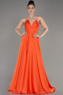 Orange Strapless Long Satin Prom Dress ABU3965