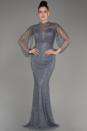 Anthracite Stoned Long Evening Gown ABU3981