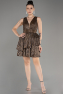 Copper Sleeveless Short Silvery Invitation Dress ABK2091