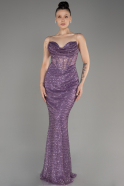 Lavender Long Scaly Mermaid Evening Gown ABU3970