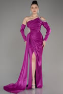 Fuchsia One Sleeve Long Formal Evening Dress ABU3976