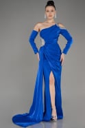 Sax Blue One Sleeve Long Formal Evening Dress ABU3976