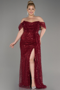 Burgundy Long Scaly Plus Size Engagement Dress ABU3579
