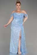 Blue Long Scaly Plus Size Engagement Dress ABU3579
