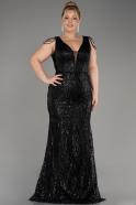 Long Black Plus Size Engagement Dress ABU3789