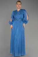 Indigo Long Sleeve Top Embroidered Plus Size Evening Dress ABU3987
