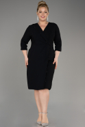 Black Capri Sleeve Short Plus Size Evening Dress ABK2096