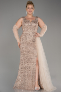 Gold Long Scaly Plus Size Engagement Gown ABU3992
