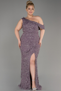 Lavender One Shoulder Stony Long Plus Size Evening Gown ABU3854