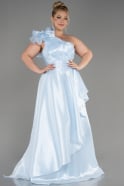 Light Blue One Shoulder Long Plus Size Prom Dress ABU3940