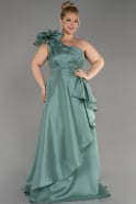 Mint One Shoulder Long Plus Size Prom Dress ABU3940