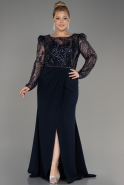 Long Navy Blue Plus Size Engagement Dress ABU3808