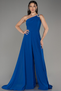 Sax Blue Chiffon Plus Size Evening Dress Jumpsuit ABT119