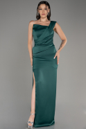 Emerald Green Slit Long Satin Evening Dress ABU4014