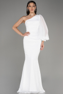 White Long Chiffon Evening Dress ABU3677