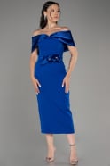 Sax Blue Midi Plus Size Cocktail Dress ABK2098