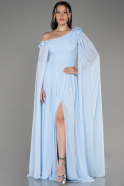 Light Blue Slit Shawl Long Chiffon Evening Dress ABU4001