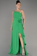 Green Strapless Slit Long Chiffon Evening Dress ABU3974