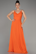Orange Cowl Neck Long Chiffon Evening Dress ABU4041