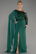 Emerald Green Long Dantelle Plus Size Evening Dress ABU3512