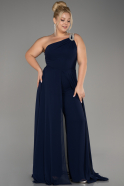 Navy Blue Chiffon Plus Size Evening Dress Jumpsuit ABT119