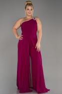 Plum Chiffon Plus Size Evening Dress Jumpsuit ABT119