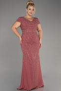 Onion Skin Short Sleeve Stone Long Plus Size Evening Gown ABU3990