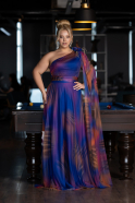 Sax Blue Long Plus Size Evening Gown ABU3993