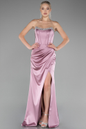 Powder Color Long Satin Evening Dress ABU3706