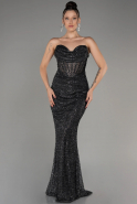 Black Long Scaly Mermaid Evening Gown ABU3970