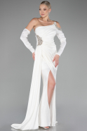 White One Sleeve Long Formal Evening Dress ABU3976