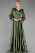 Olive Drab Long Satin Evening Dress ABU3143