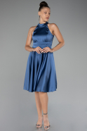 Short Indigo Satin Party Dress ABK2112