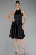 Short Black Satin Party Dress ABK2112