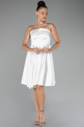 Short White Satin Cocktail Dress ABK2111