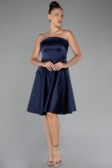 Short Navy Blue Satin Cocktail Dress ABK2111