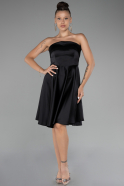 Short Black Satin Cocktail Dress ABK2111