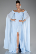 Light Blue Long Chiffon Plus Size Evening Dress ABU3464