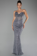 Grey Long Scaly Mermaid Evening Gown ABU3970